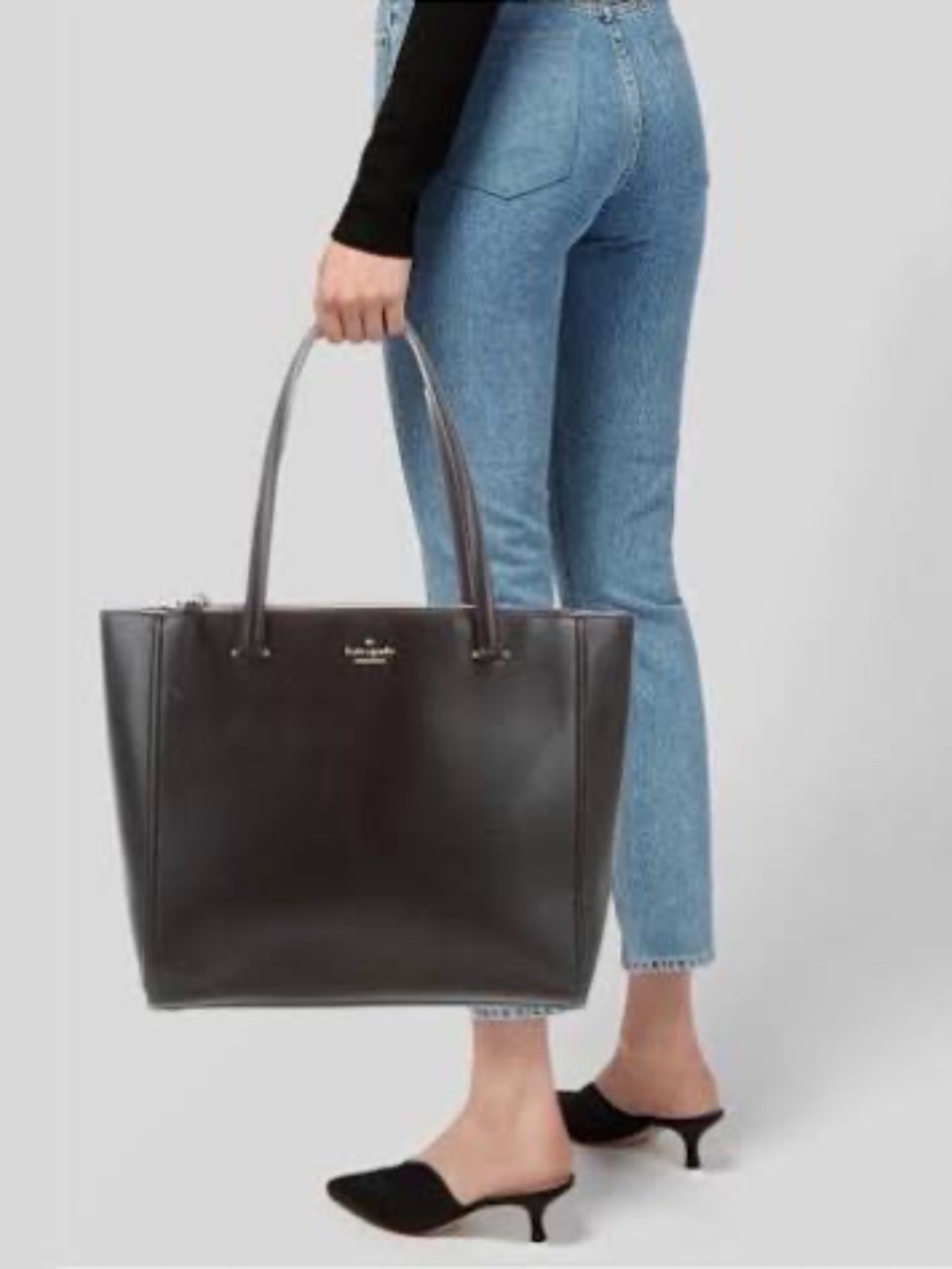 Kate Spade Kona Patterson Drive Black Leather Carryall Double Handles Tote